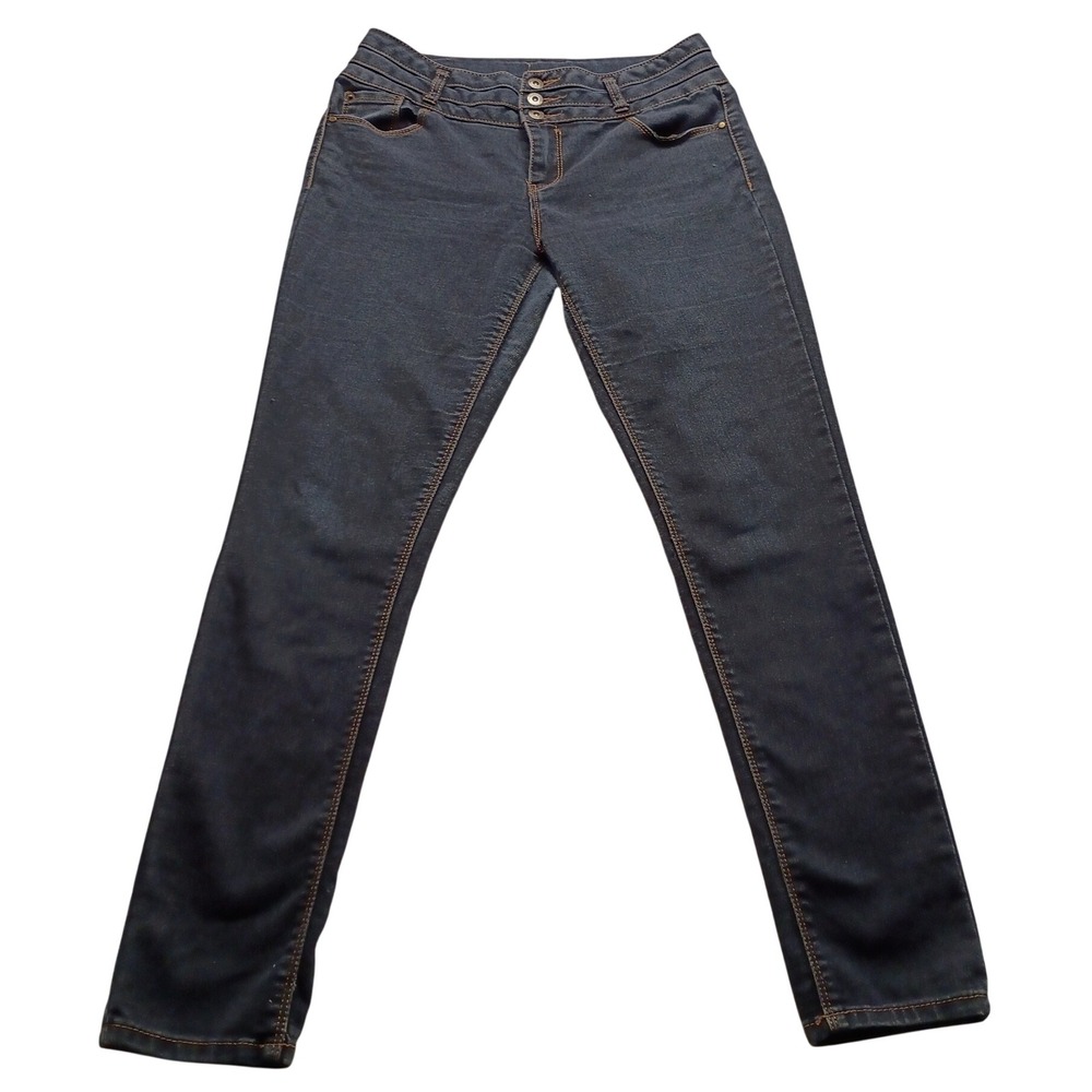 Blue Spice Women's High Rise Triple Button Skinny Jeans Dark Wash Size 11